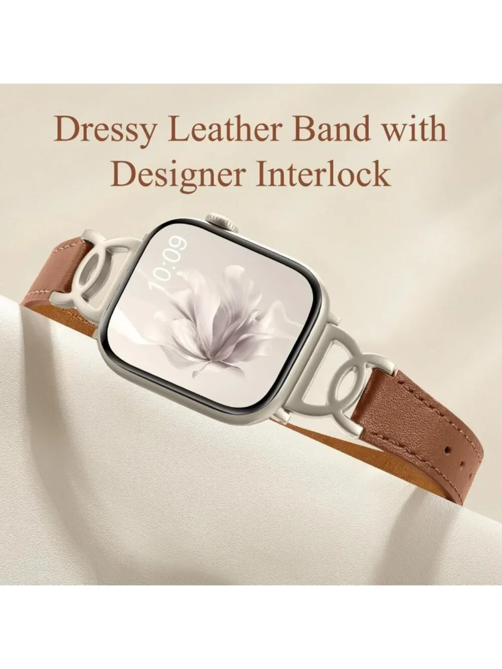 Slim Leather Apple Watch Band for Women - 38mm to 46mm, Stylish DC Buckle